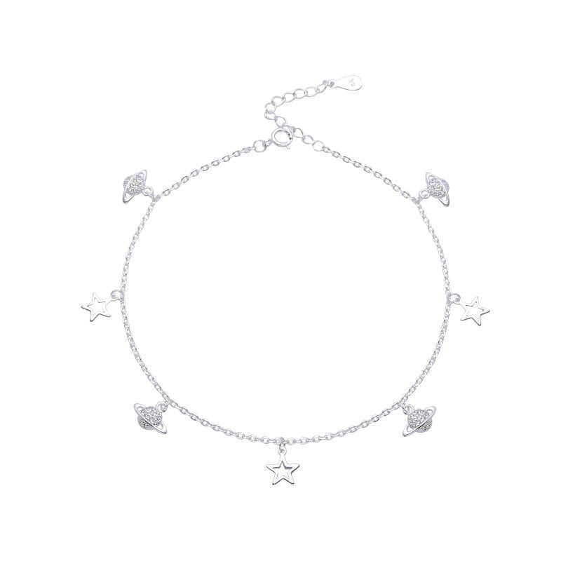 Tobillera Planetas y Estrellas 25cm - Plata 925