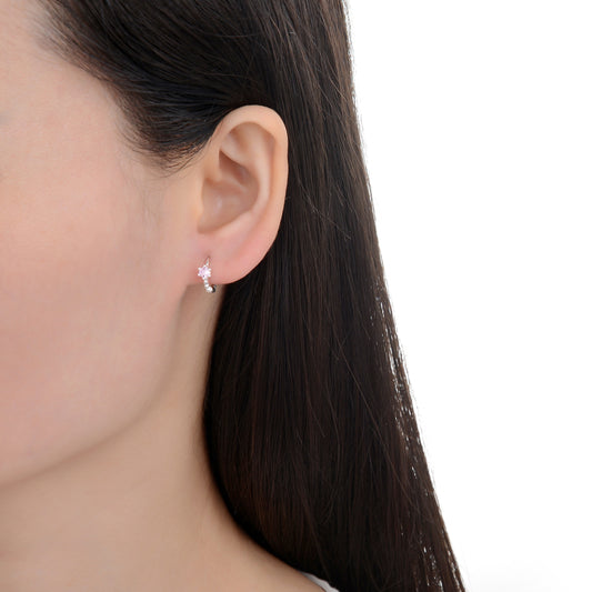 Argollas Cristal Rosado - Plata 925