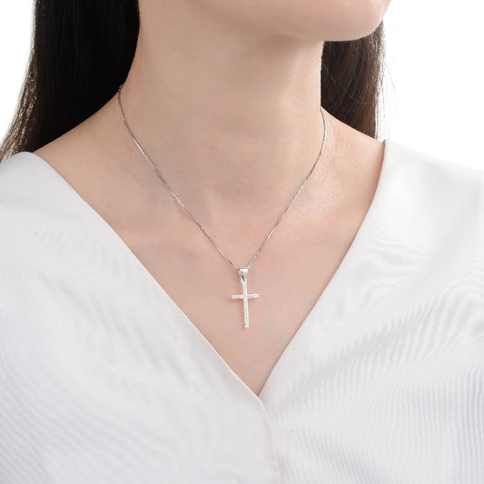 Dije Cruz Cristales 2,2cm - Plata 925