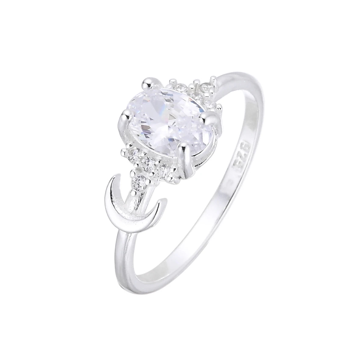 Anillo Cristal y Luna - Plata 925