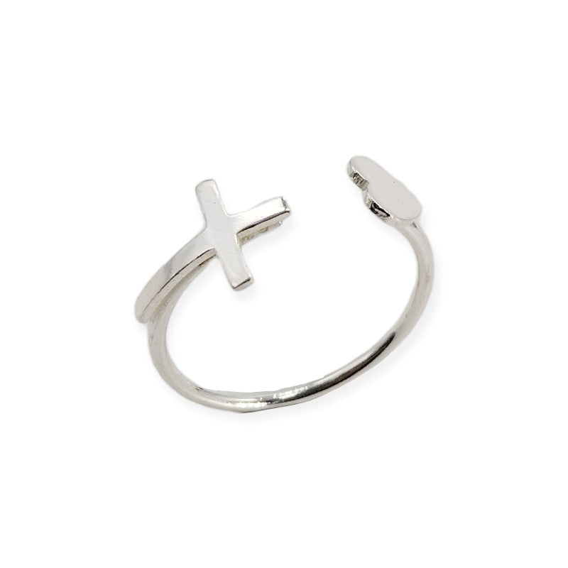 Anillo Ajustable Cruz y Corazon