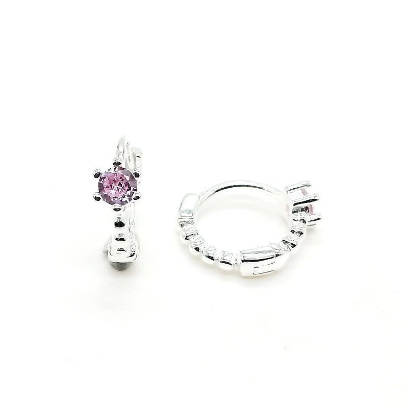 Argollas Cristal Rosado Plata 925