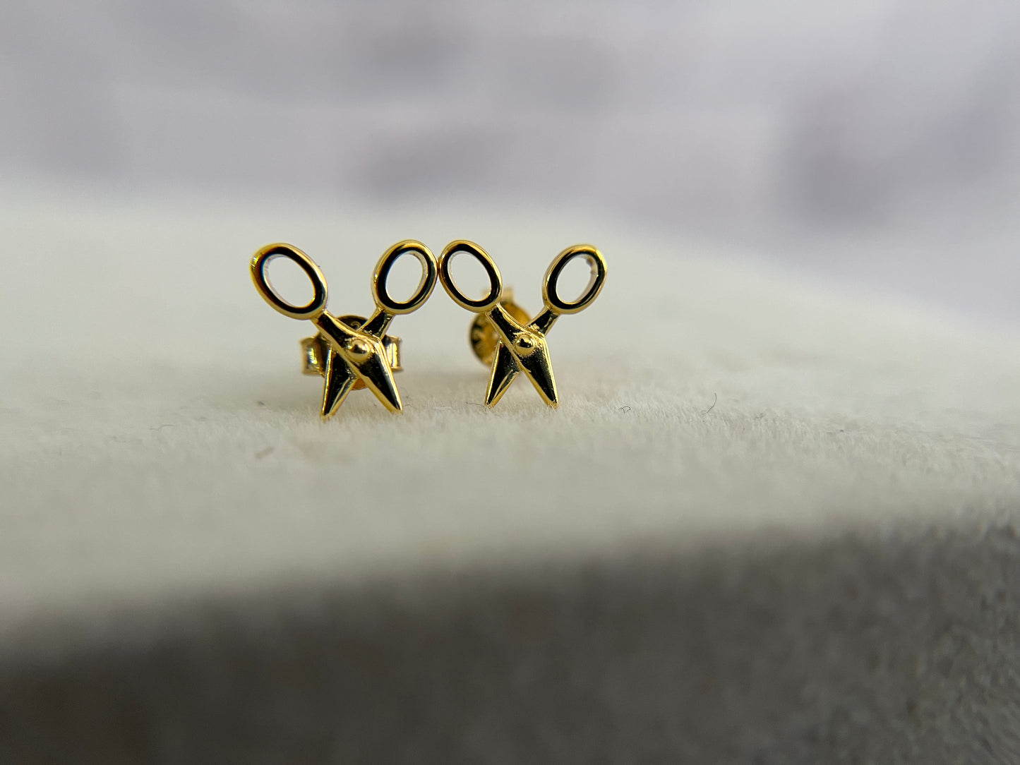 Zarcillos Tijeras Plata 925 con Baño de Oro