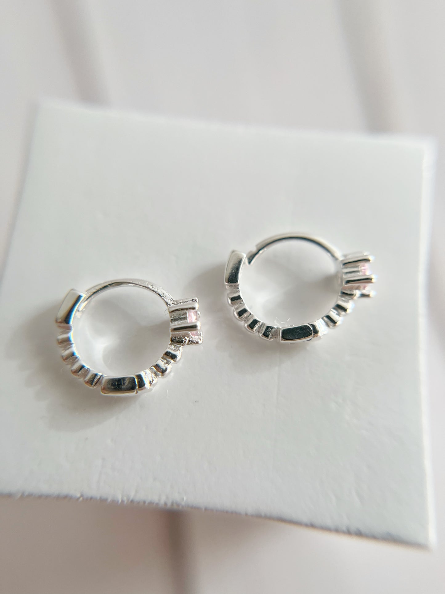 Argollas Cristal Rosado Plata 925