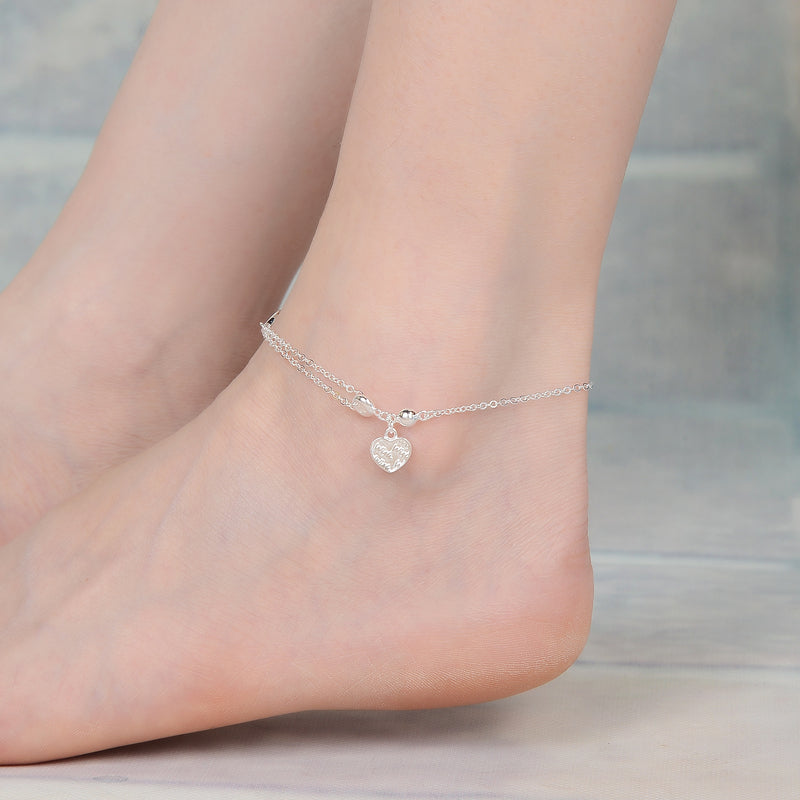 Tobillera Corazones Plata 925