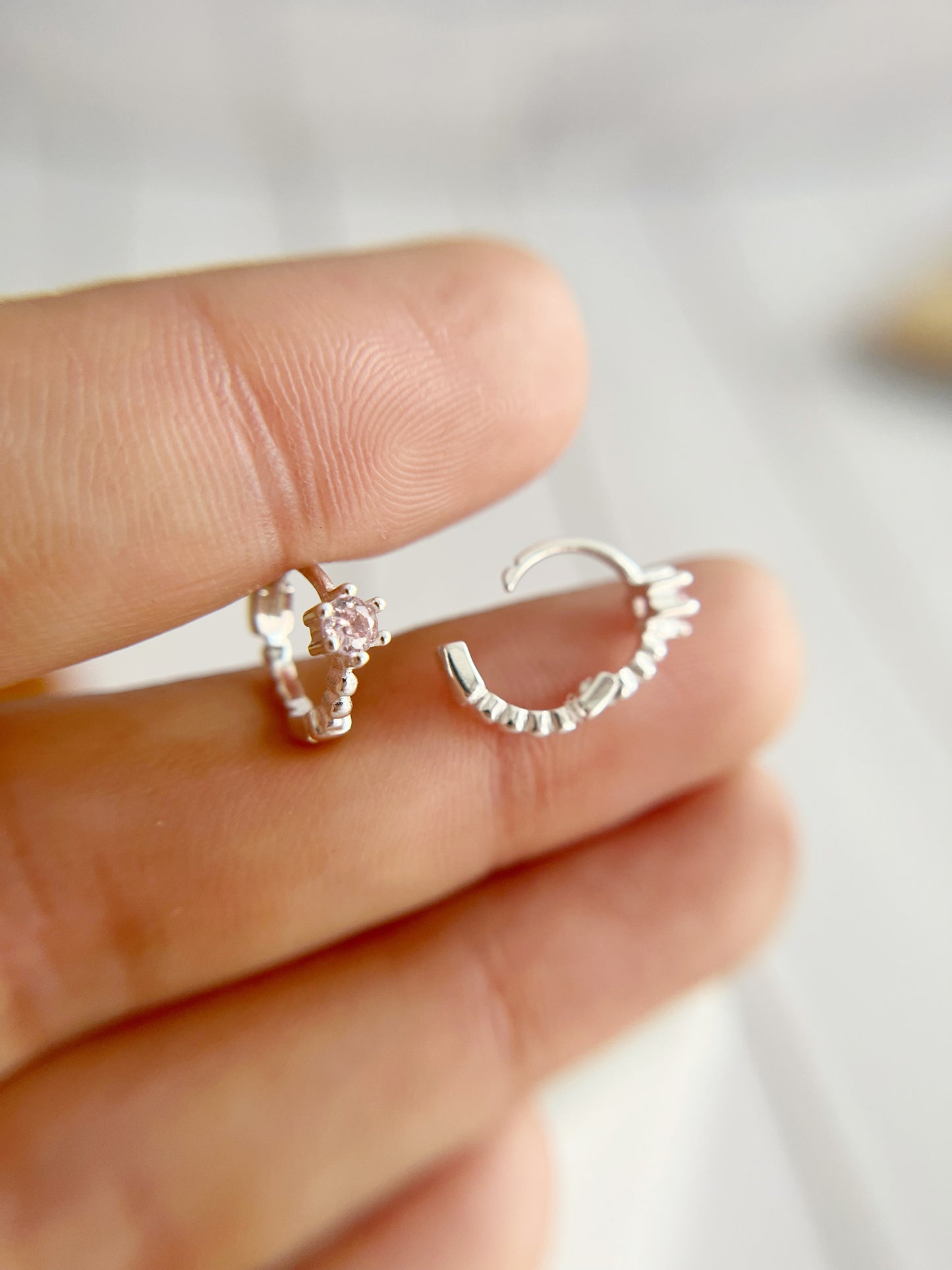 Argollas Cristal Rosado Plata 925