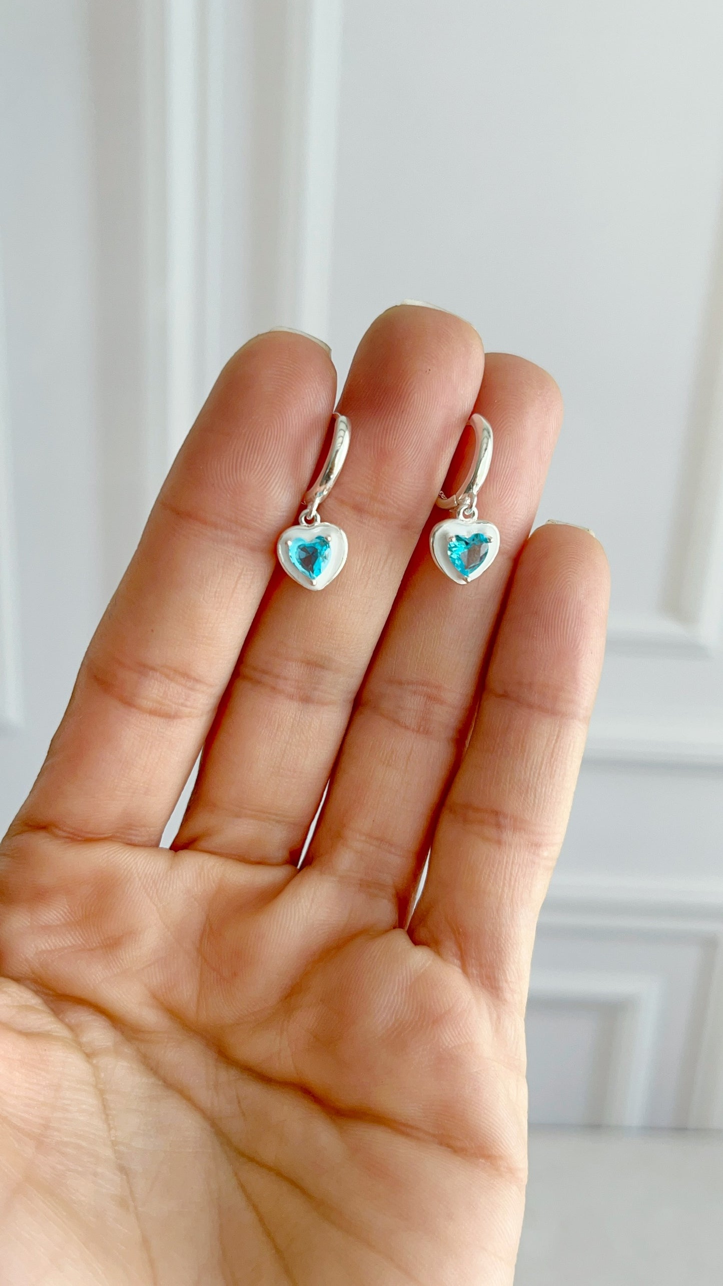 Argollas corazones colgando Plata 925