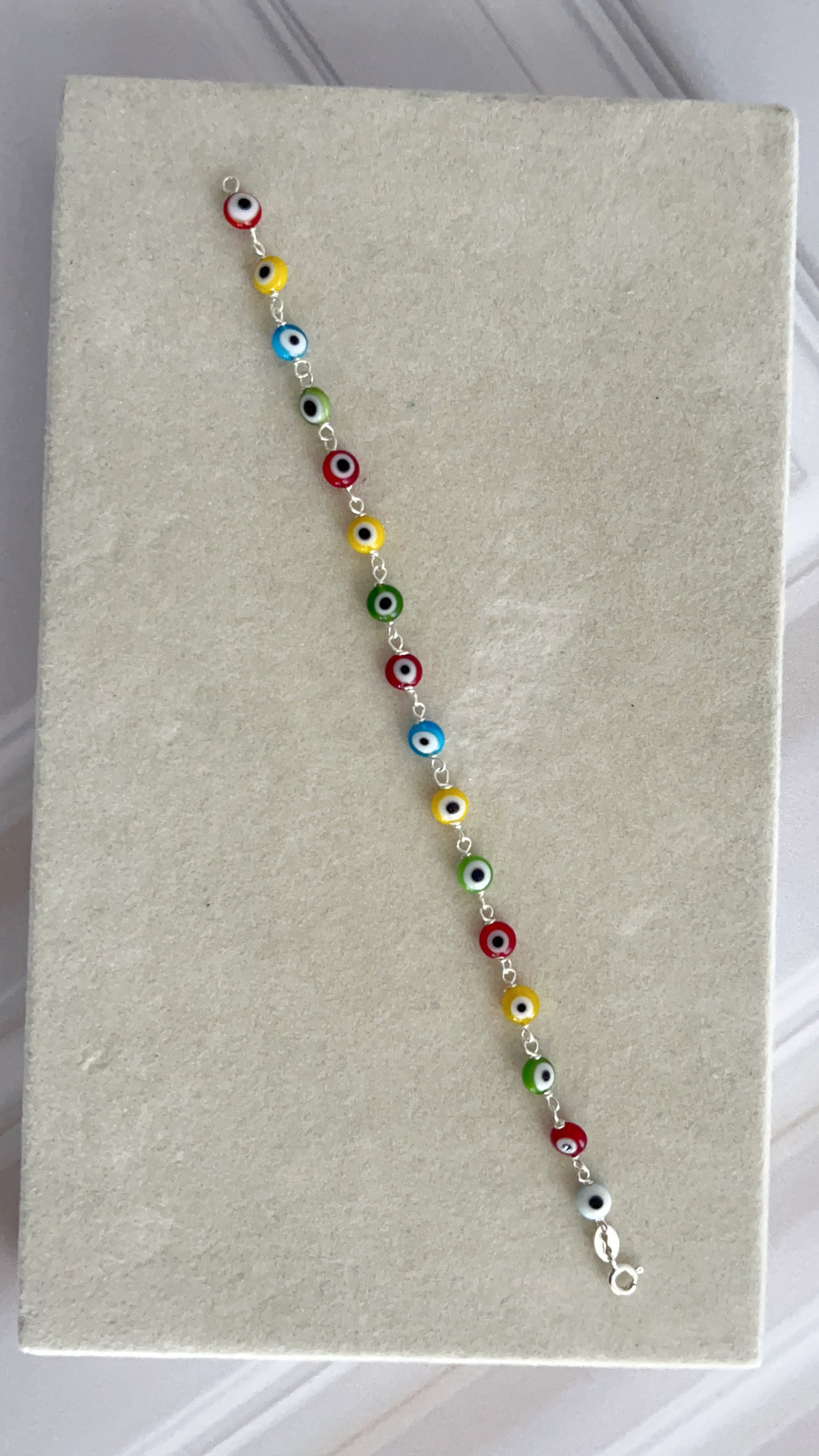 Pulsera Ojos 6mm - 19cm - Plata 925