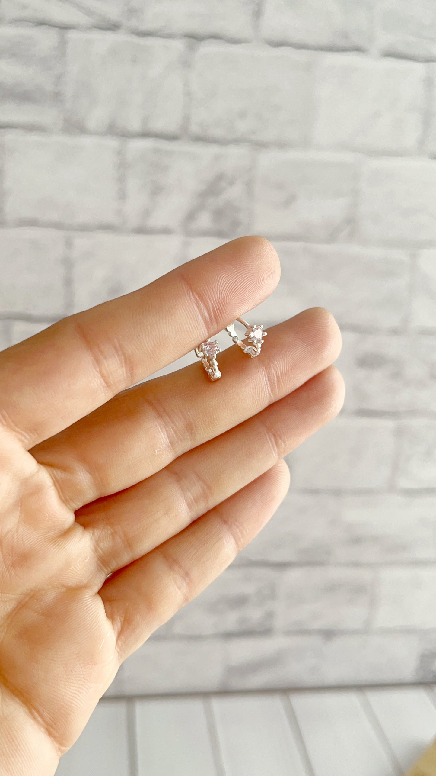 Argollas Cristal Rosado Plata 925