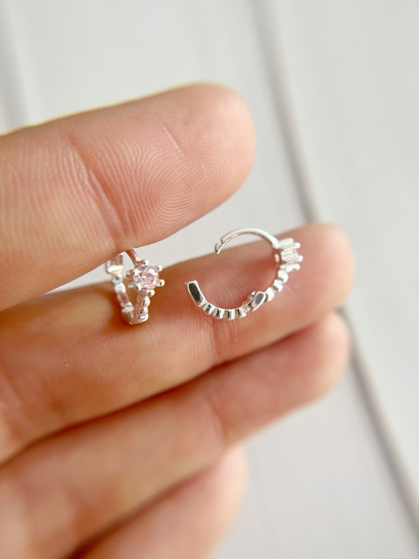 Argollas Cristal Rosado Plata 925