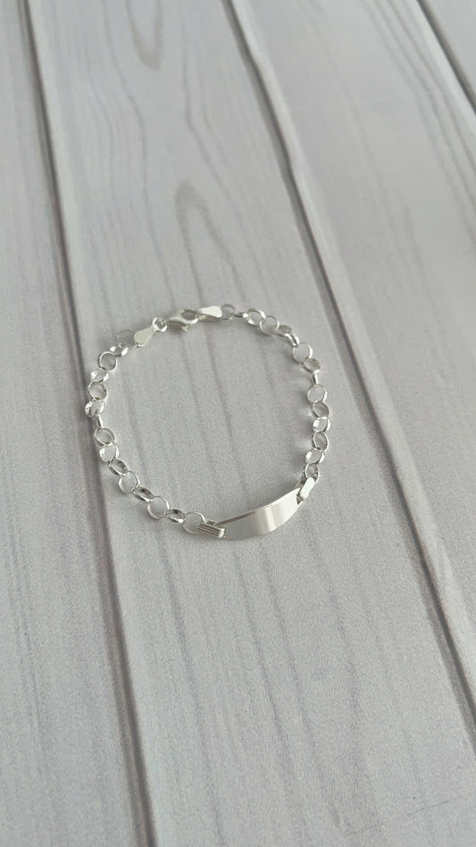 Esclava Placa Ovalada con aros 15,4cm - Plata 925