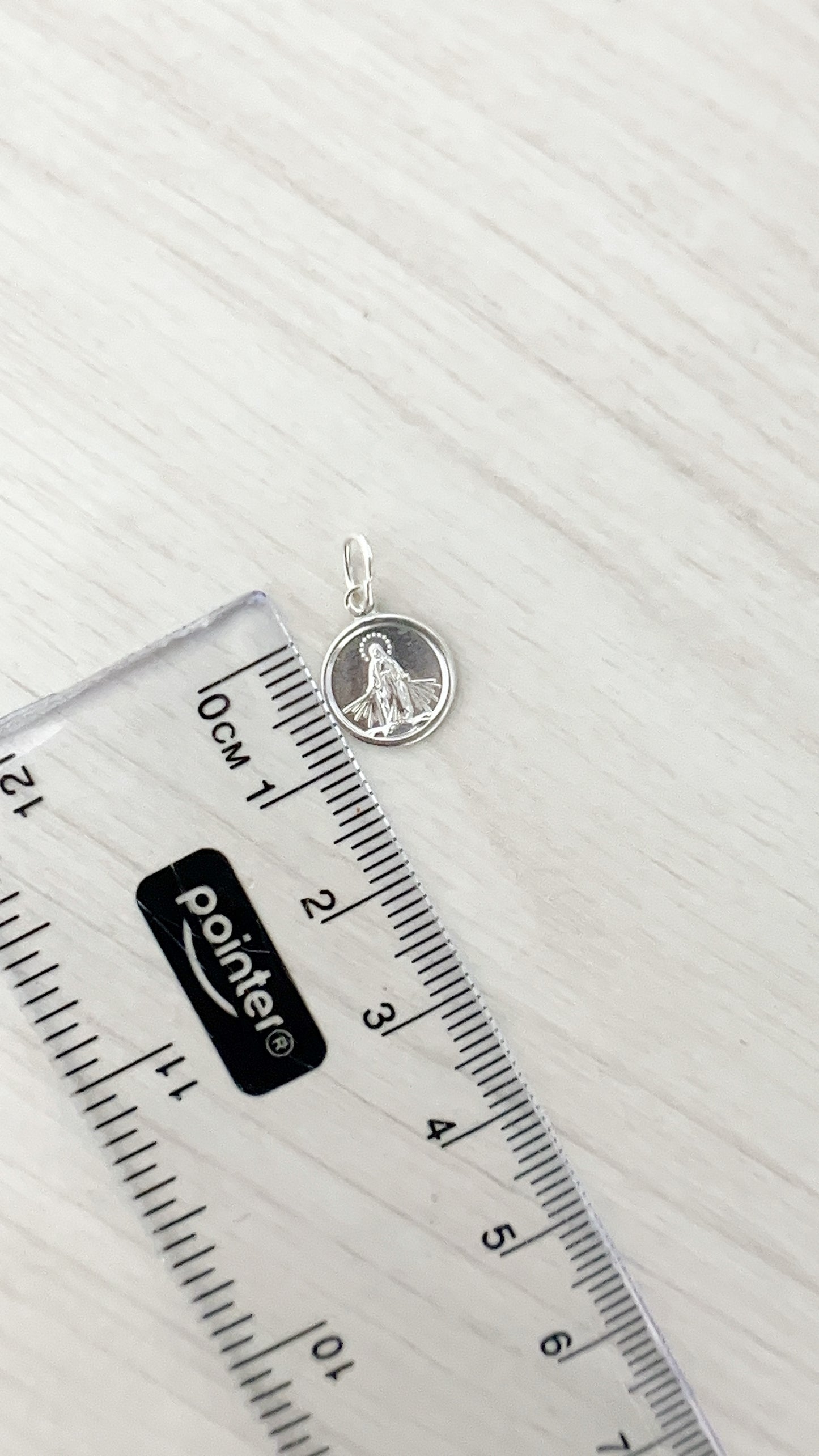 Dije Virgen de la Milagrosa 1cm Doble Cara Redonda - Plata 925