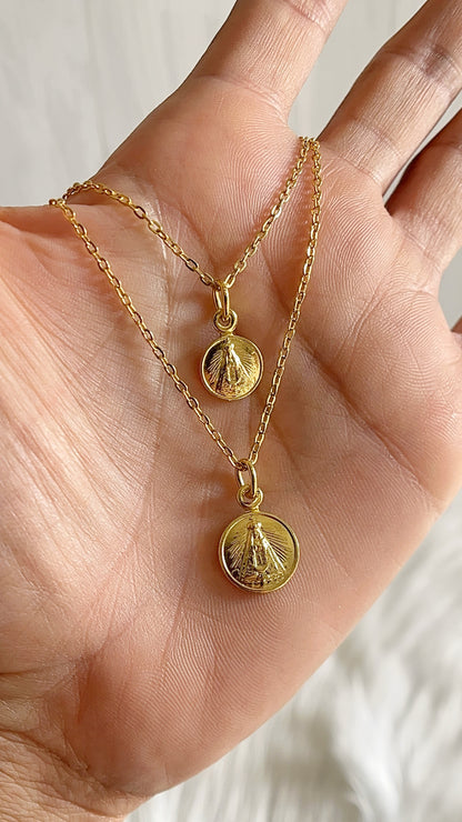 Cadena 40cm con Virgen del Valle - Plata 925 con Baño de Oro