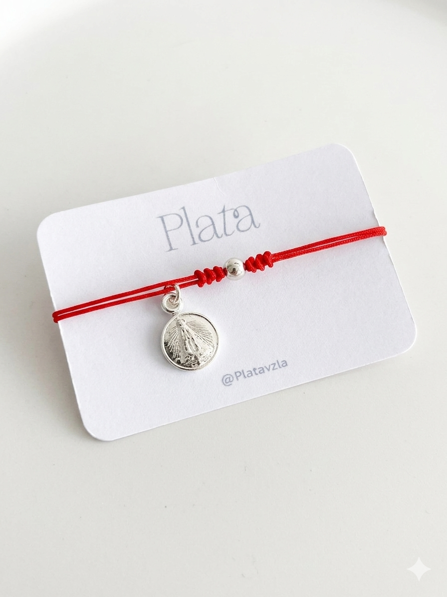 Pulseras Ajustables con Medallas Religiosas Plata 925
