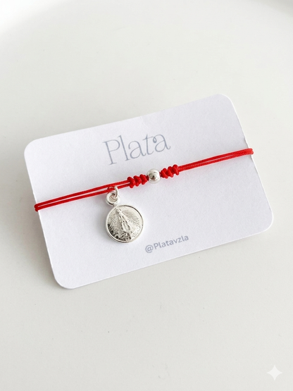 Pulseras Ajustables con Medallas Religiosas Plata 925