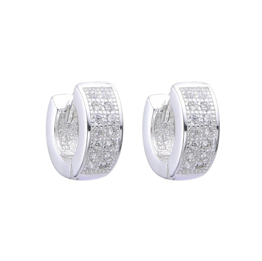 Argollas Gruesas con Cristales 1cm - Plata 925