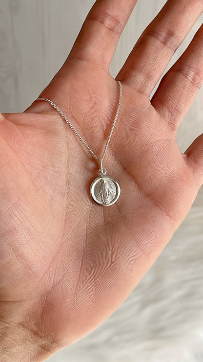 Cadena 40cm Dije La Milagrosa Redonda - Plata 925