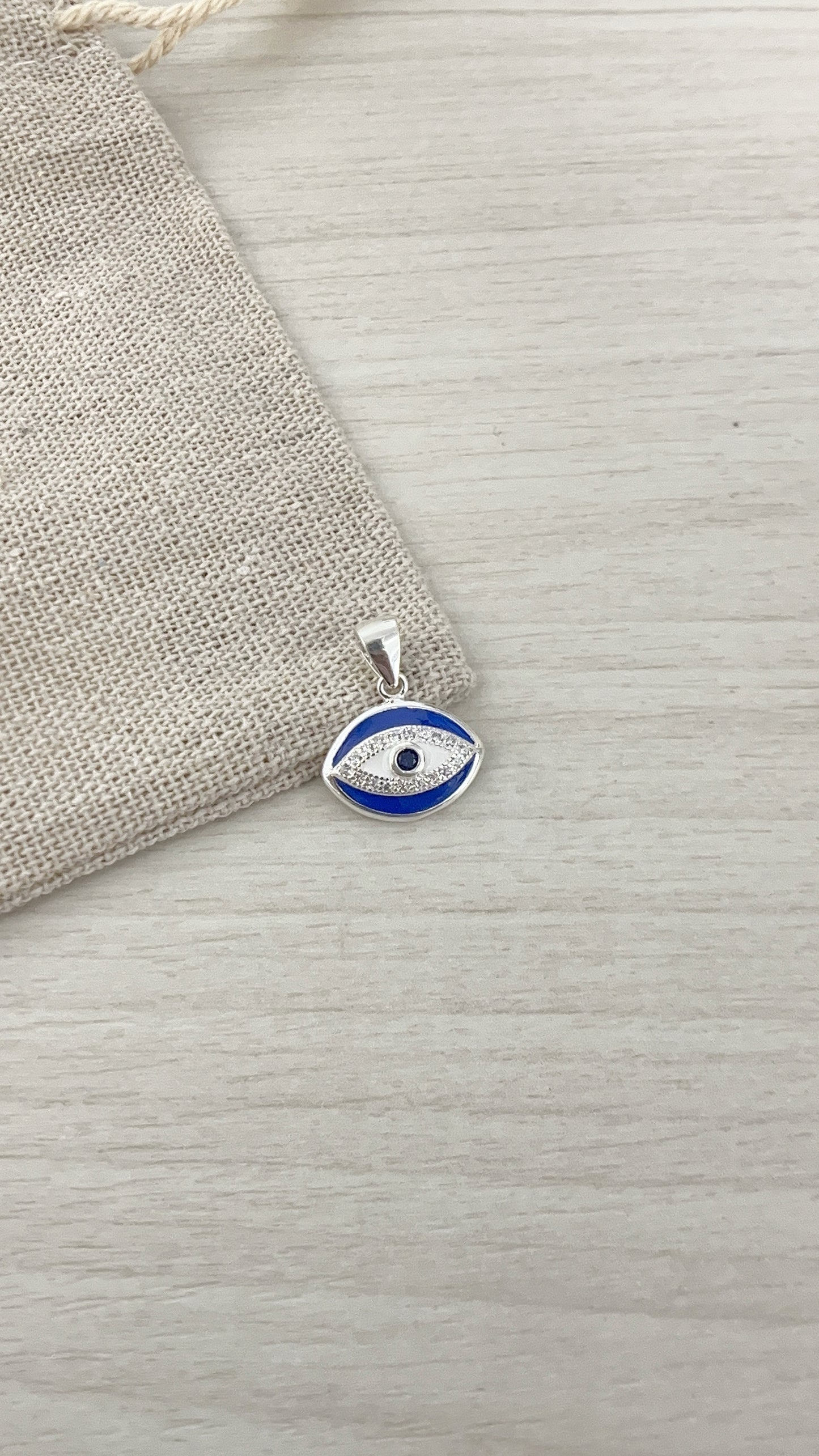 Dije Ojo Turco Ovalado 1,2cm - Plata 925