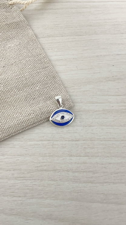 Dije Ojo Turco Ovalado 1,2cm - Plata 925