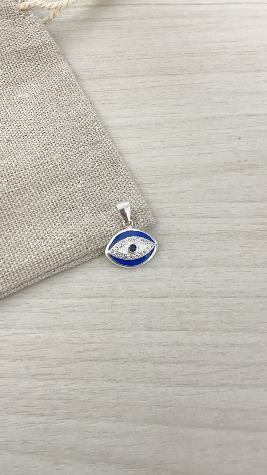 Dije Ojo Turco Ovalado 1,2cm - Plata 925