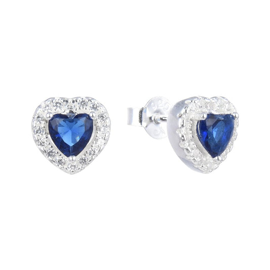 Zarcillos Corazones cristal azul 1cm
