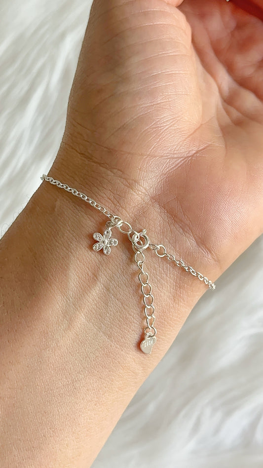 Pulsera Flor 20cm Ajustable - Plata 925
