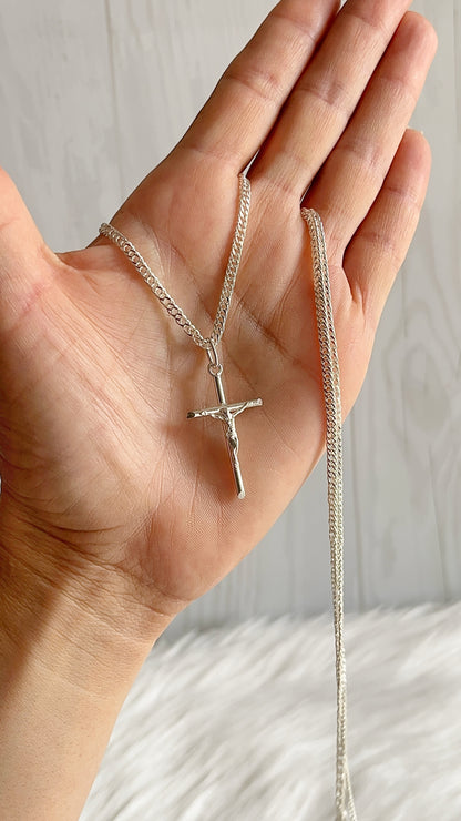 Cadena 45cm, 60cm y 70cm con Cristo 3.2cm - Plata 925