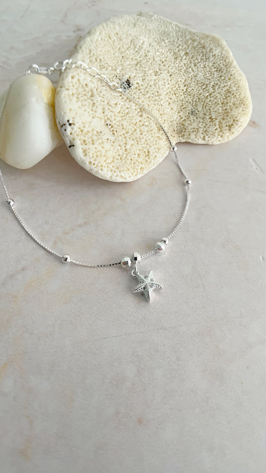 Tobillera Dije Estrella de Mar 25cm - Plata 925