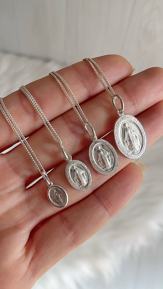 Cadena 40cm Dije La Milagrosa Ovalada - Plata 925