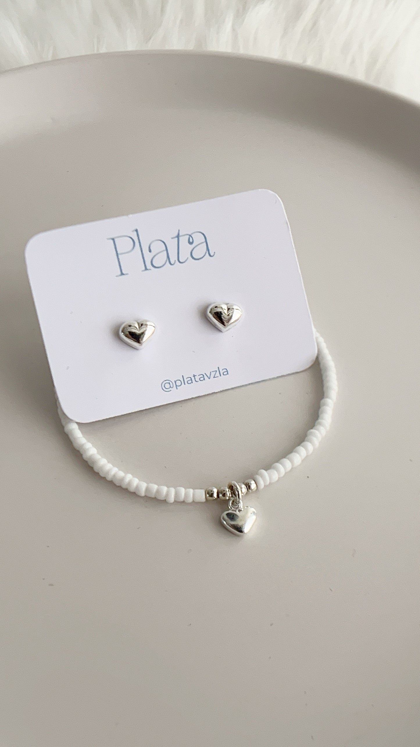 Set Pulsera y Zarcillos de Corazón - Plata 925