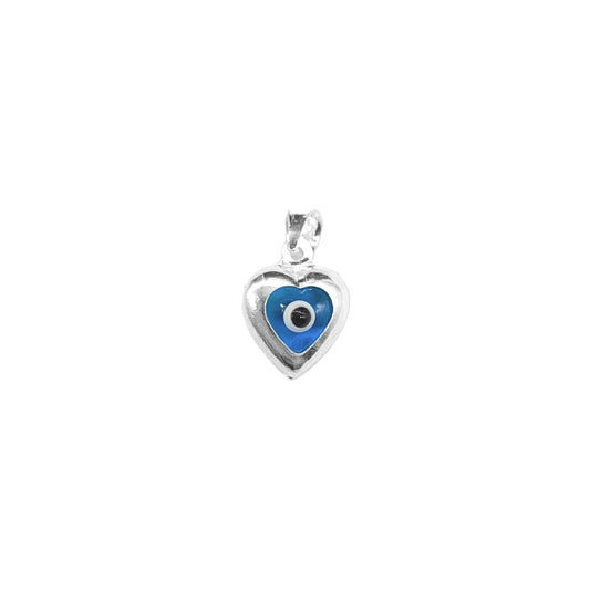 Dije Corazón Liso con Ojo 0,9cm Plata 925