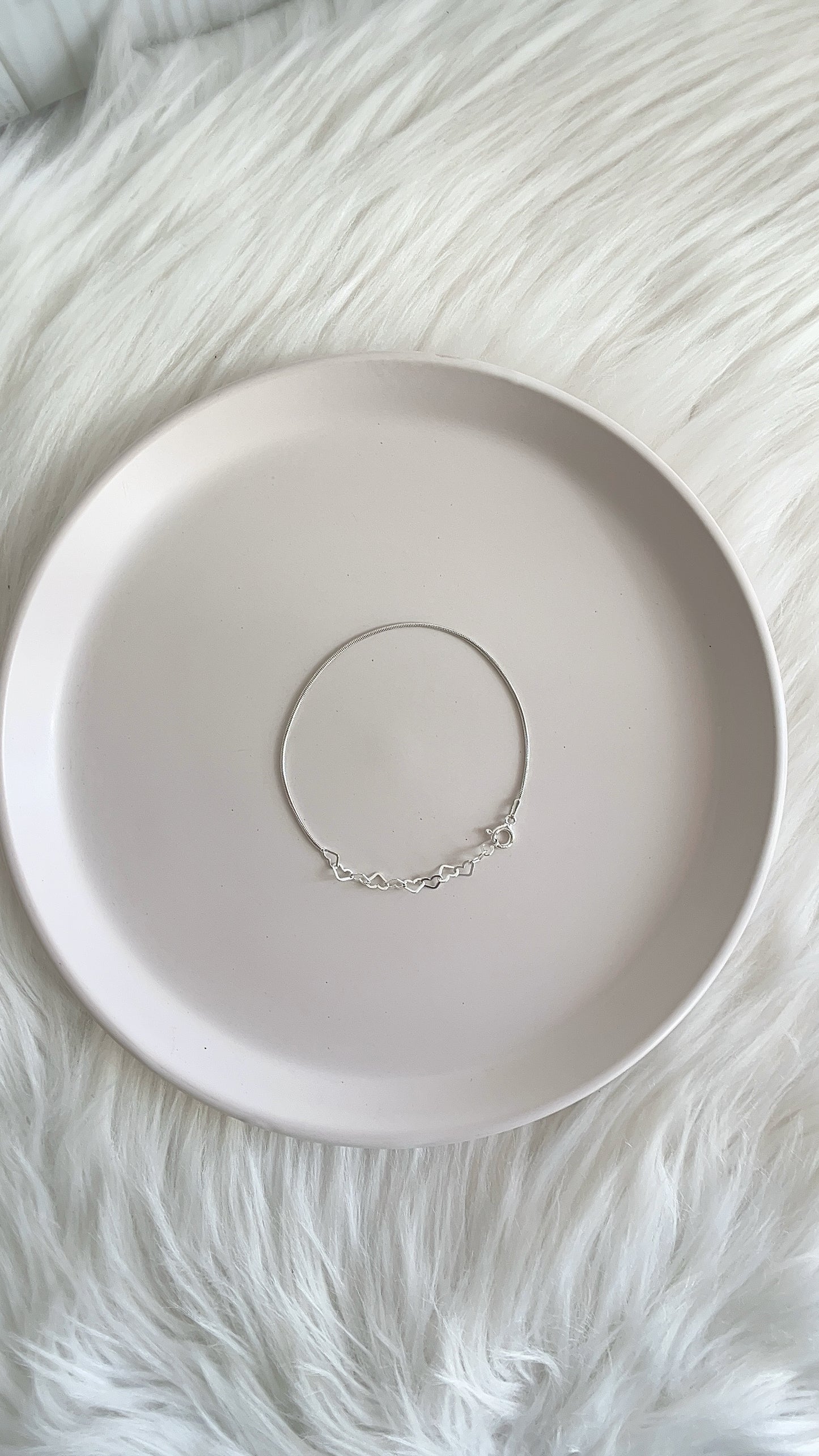 Pulsera Corazones 20cm Ajustable - Plata 925