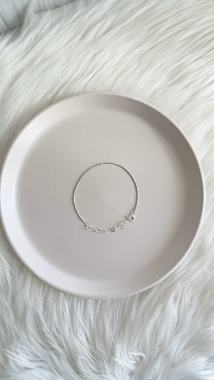 Pulsera Corazones 20cm Ajustable - Plata 925
