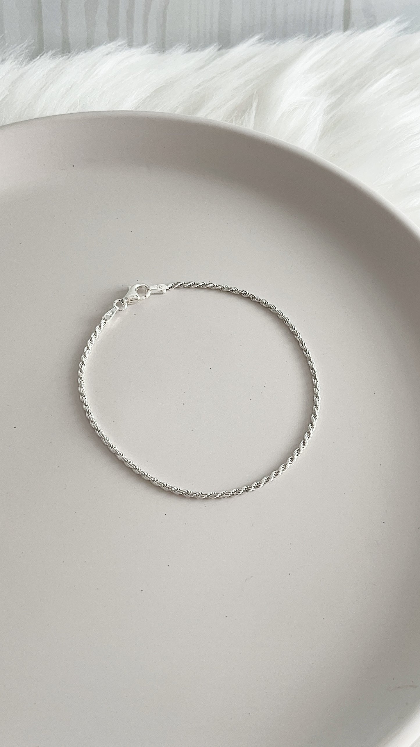 Pulsera Tejido Cordón 2mm 19cm - Plata 925
