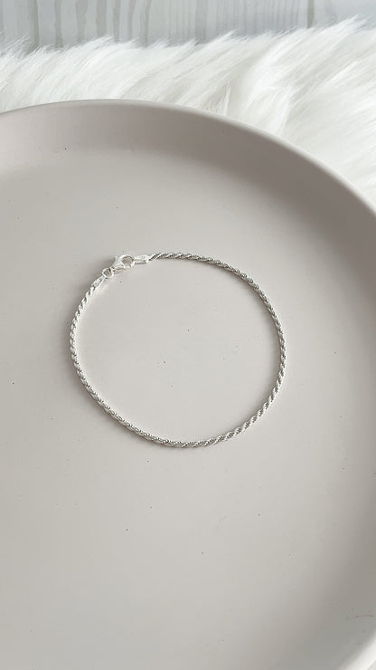 Pulsera Tejido Cordón 2mm 19cm - Plata 925