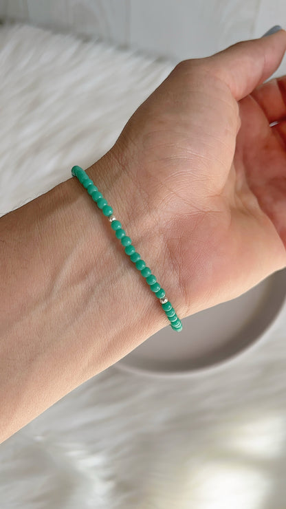 Pulsera Agata y Balines 18cm - Plata 925