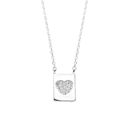 Gargantilla Dije Cuadrado de Corazon 45cm Ajustable - Plata 925