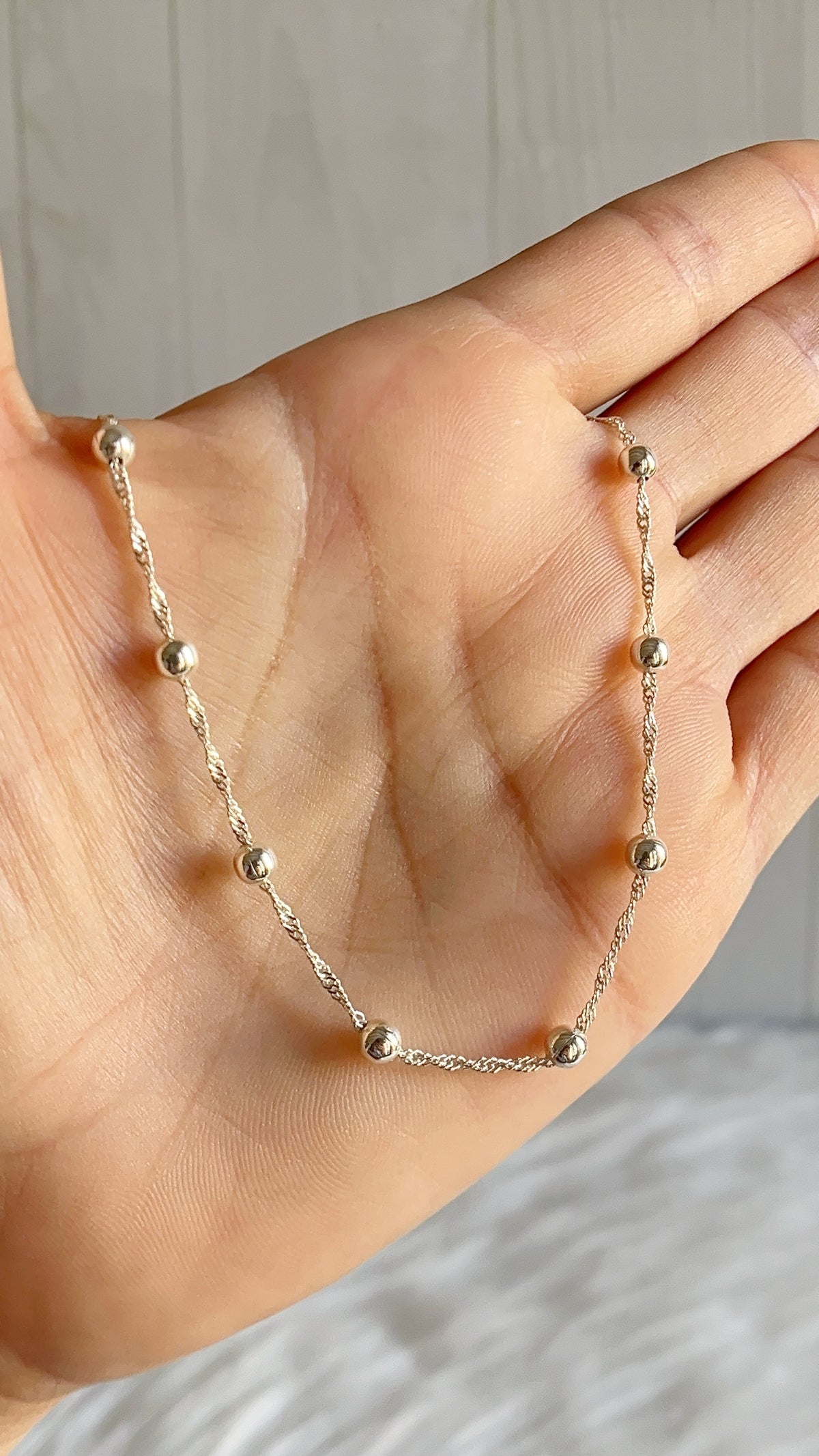 Cadena Singapur con Bolita Lisa 4mm - 40cm - Plata 925