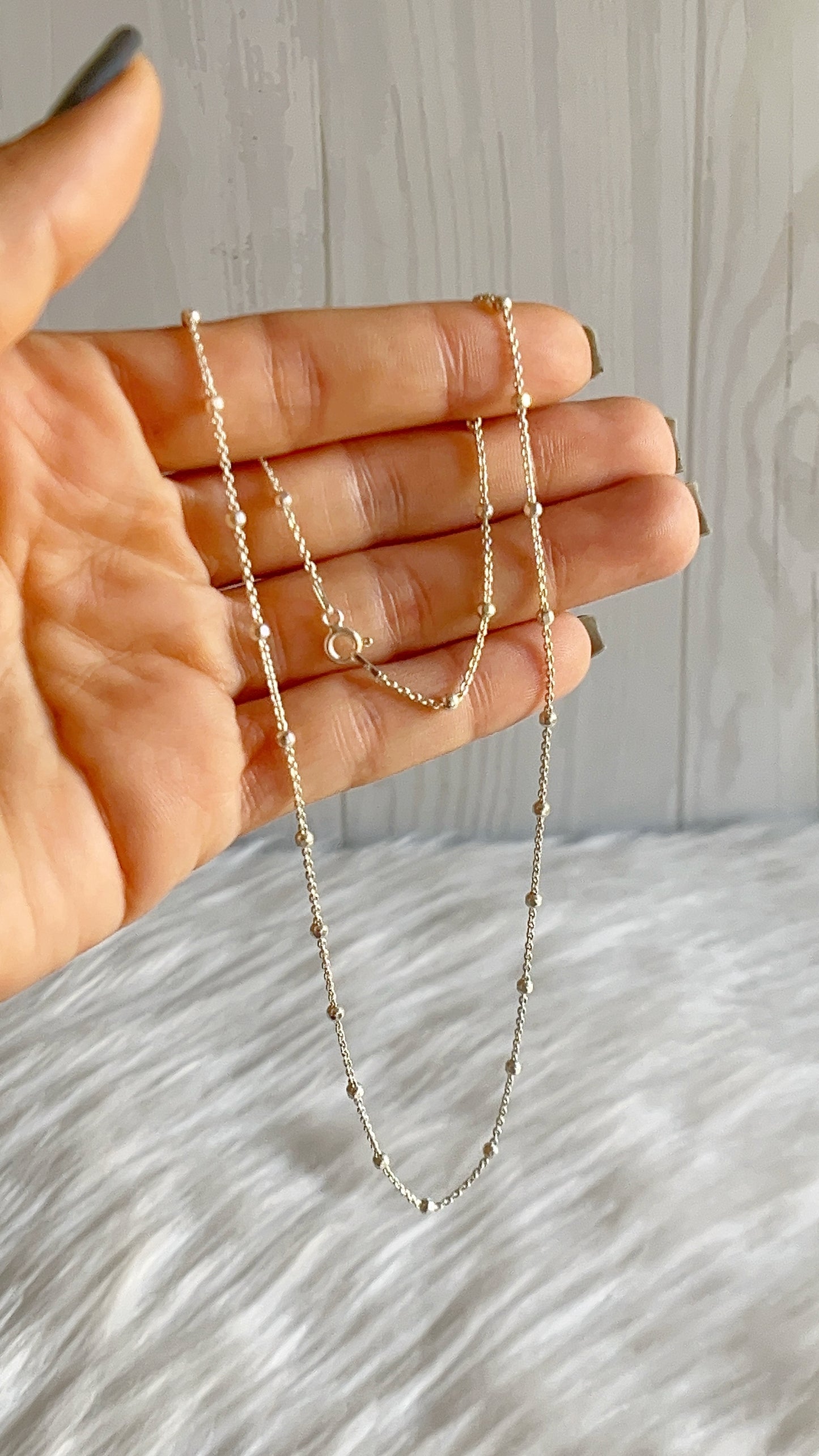 Cadena Forzatina con Bolitas Diamantadas 45cm - Plata 925