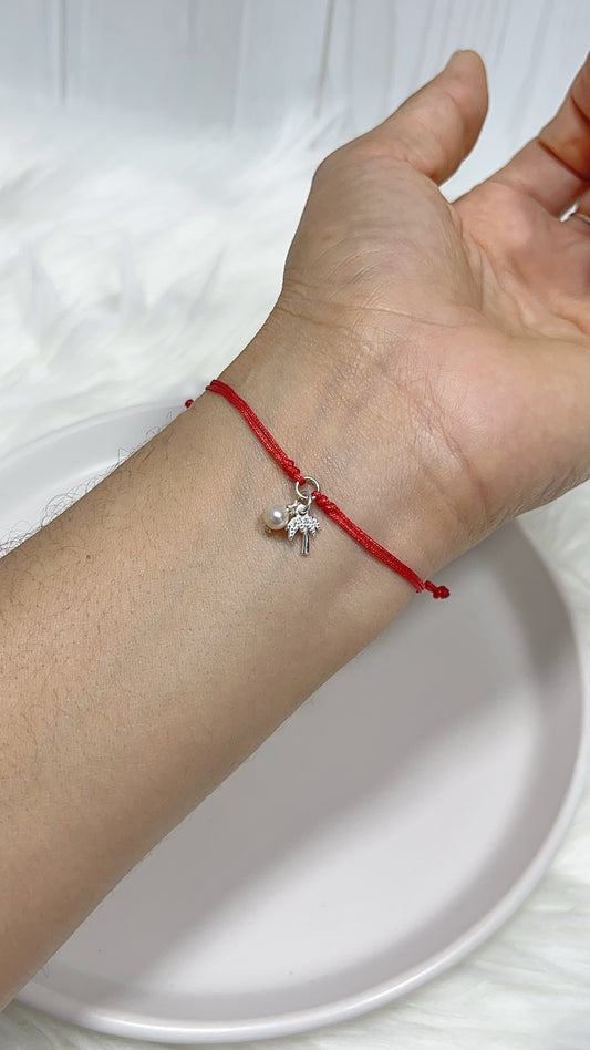 Pulsera Palmera y Perla Cultivada - Ajustable / Plata 925