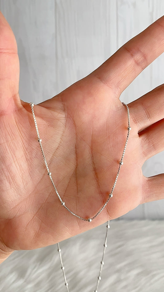 Cadena 40cm, 45cm y 60cm Veneciana Bolas Lisas 2.5mm - Plata 925