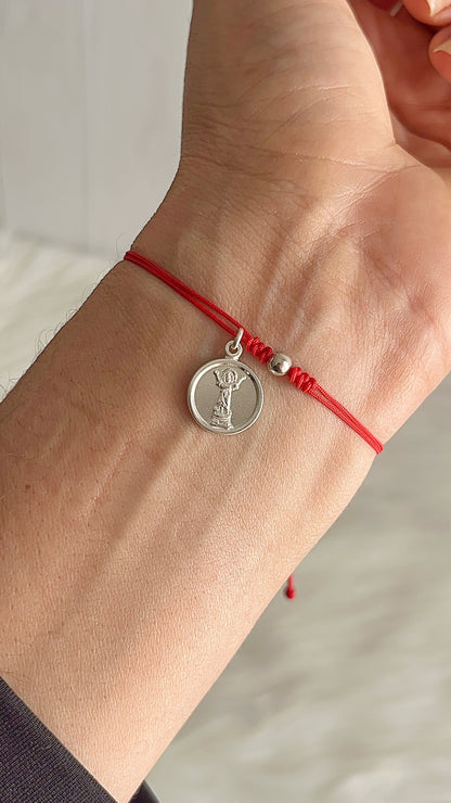 Pulseras Hilo Ajustables con Divino Niño 1,2cm Plata 925