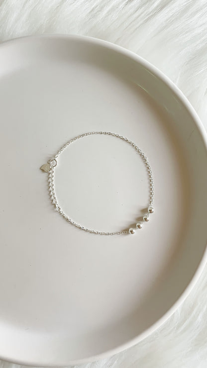 Pulsera Bolas 20cm Ajustable - Plata 925