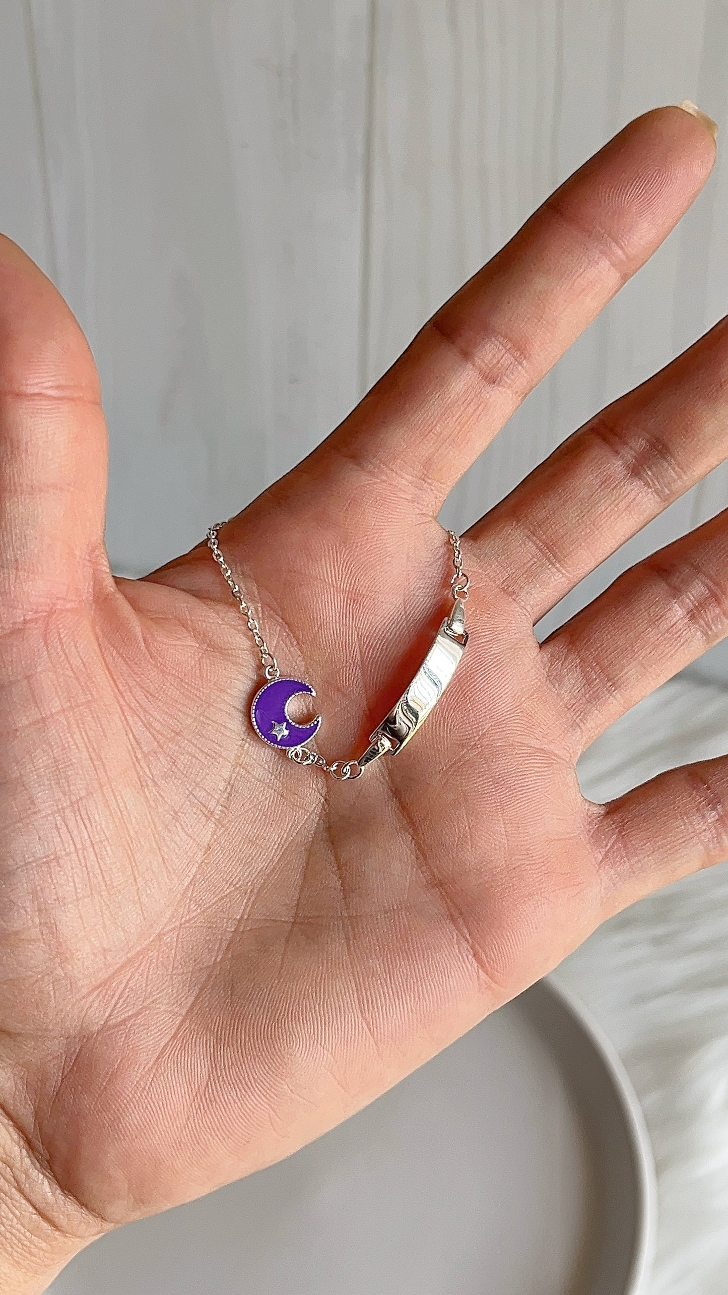 Esclava Luna Morada 15cm Ajustable- Plata 925