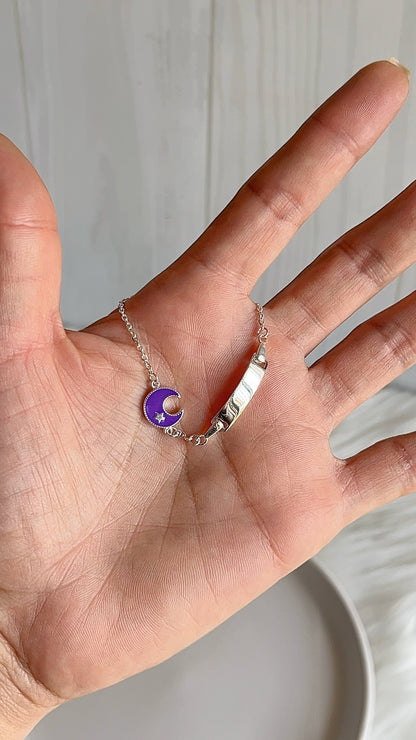 Esclava Luna Morada 15cm Ajustable- Plata 925