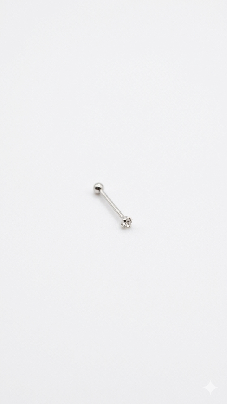 Piercing de Nariz Cristal 2mm - Plata 925