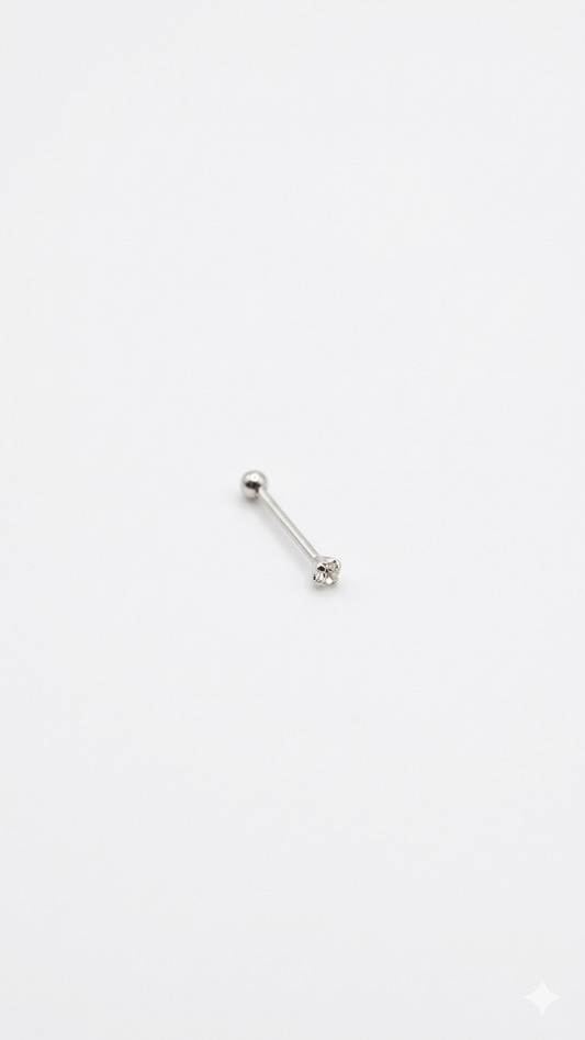 Piercing de Nariz Cristal 2mm - Plata 925