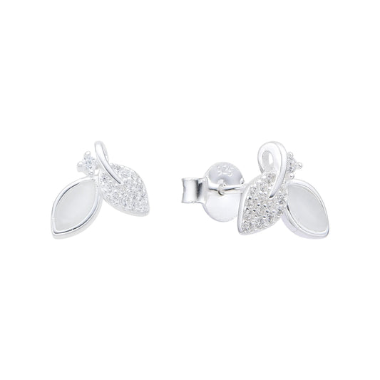 Zarcillos Doble Hojas Plata 925