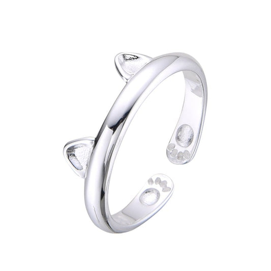 Anillo Orejas de Gato Ajustable Plata 925