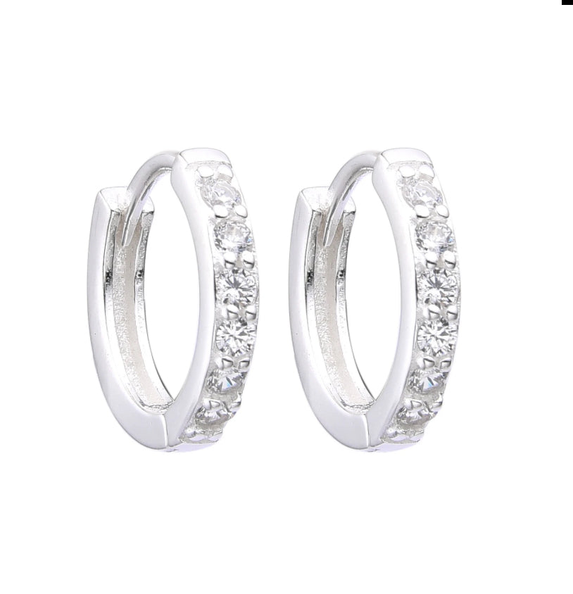 Argollas Cristales 1,2cm - Plata 925